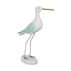 16 Inch Hand Carved White Painted Wood Bird Statue Home Coastal Decor Sculpture